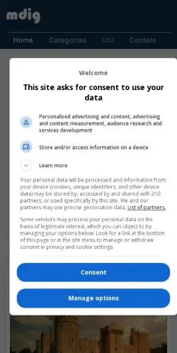 スポンサード記事向けのブラジルメディア、MDigのサイトプレビュー