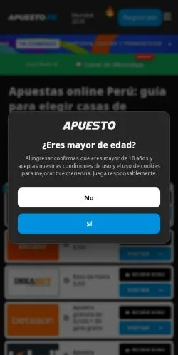 Anteprima del sito Apuesto Perú, media di Spagna per articoli sponsorizzati