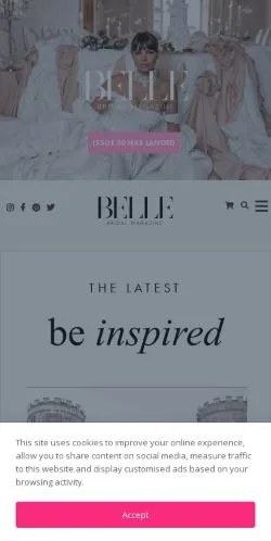 Podgląd witryny Belle Bridal Magazine, medium z kraju Stany Zjednoczone do artykułów sponsorowanych