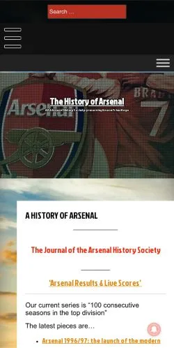 Vista previa del sitio AISA Arsenal History Society, medio de Reino Unido para artículos patrocinados