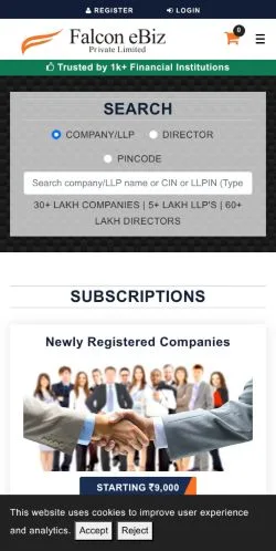 Anteprima del sito Falcon Ebiz, media di Stati Uniti per articoli sponsorizzati