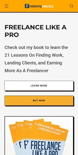 Sponsorlu makaleler için Amerika Birleşik Devletleri medyası Freelancing Hacks sitesinin önizlemesi