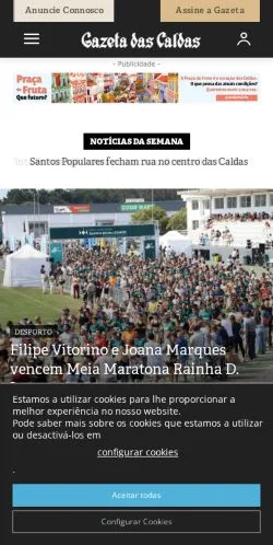 Anteprima del sito Gazeta das Caldas, media di Portogallo per articoli sponsorizzati