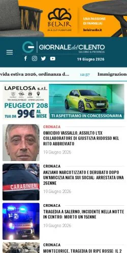 Anteprima del sito Giornale del Cilento, media di Italia per articoli sponsorizzati