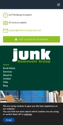 Anteprima del sito Junk Removals Group, media di Regno Unito per articoli sponsorizzati