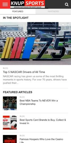 Aperçu du site Knup Sports, média de États-Unis pour articles sponsorisés