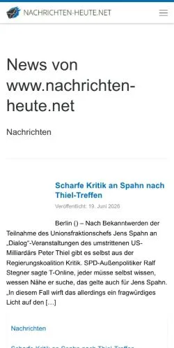 Anteprima del sito Nachrichten Heute, media di Germania per articoli sponsorizzati