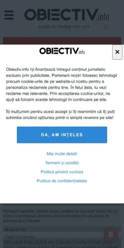 Sponsorlu makaleler için Romanya medyası Obiectiv.info sitesinin önizlemesi