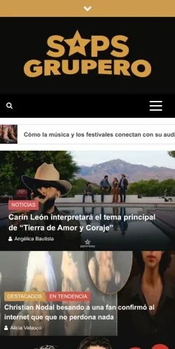 Forhåndsvisning av nettstedet Música Grupera y de Banda, medium fra Mexico for sponsede artikler