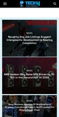 Pré-visualização do site Tech4Gamers, meio de Estados Unidos para artigos patrocinados