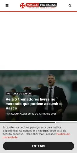 Anteprima del sito Vasco Notícias, media di Brasile per articoli sponsorizzati