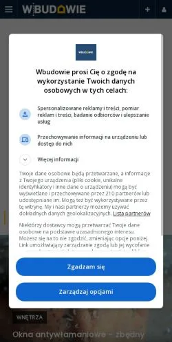 Anteprima del sito Wbudowie, media di Polonia per articoli sponsorizzati