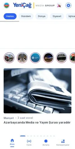 Anteprima del sito Yeni Çağ, media di Azerbaigian per articoli sponsorizzati