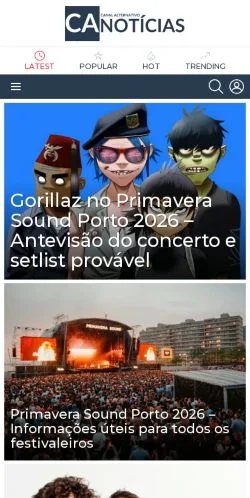 Anteprima del sito CA Notícias, media di Portogallo per articoli sponsorizzati