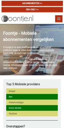 스폰서 기사용 네덜란드 매체 Foontje 사이트 미리보기