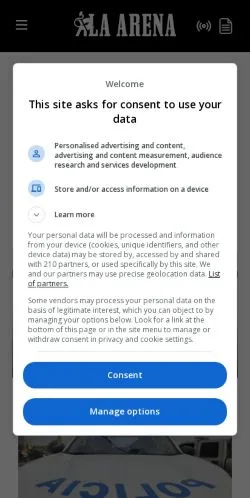 Anteprima del sito La Arena, media di Argentina per articoli sponsorizzati