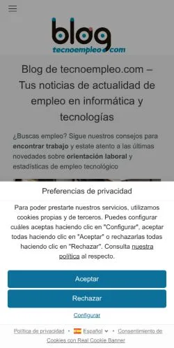 Podgląd witryny Tecnoempleo Empleo Informática, medium z kraju Hiszpania do artykułów sponsorowanych