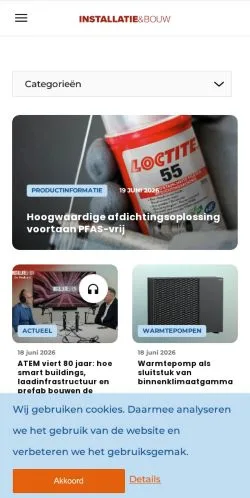 Podgląd witryny Installatie & Bouw, medium z kraju Belgia do artykułów sponsorowanych