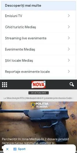 Podgląd witryny Nova Tv Mediaș, medium z kraju Rumunia do artykułów sponsorowanych
