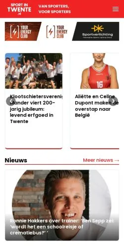 스폰서 기사용 네덜란드 매체 Sport In Twente 사이트 미리보기