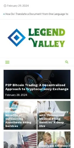 Anteprima del sito Legend Valley -, media di Stati Uniti per articoli sponsorizzati