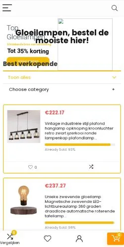 Anteprima del sito Gloeilampen, media di Belgio per articoli sponsorizzati