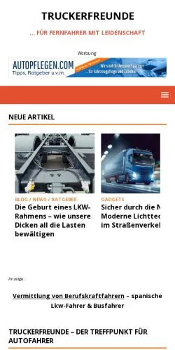 Anteprima del sito Truckerfreunde, media di Germania per articoli sponsorizzati