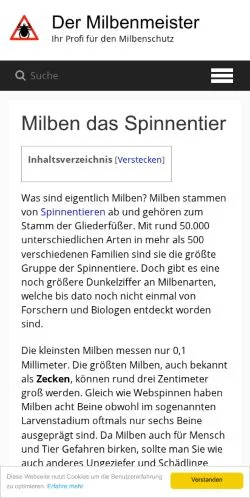 Pré-visualização do site Milbenmeister, meio de Alemanha para artigos patrocinados