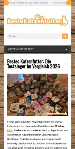 Podgląd witryny Bestes Katzenfutter, medium z kraju Niemcy do artykułów sponsorowanych