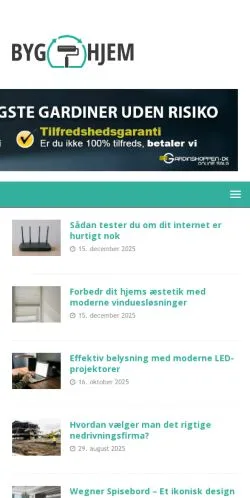 Anteprima del sito Byghjem.dk, media di Danimarca per articoli sponsorizzati