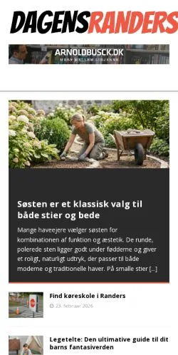 Anteprima del sito DagensRanders.dk, media di Danimarca per articoli sponsorizzati
