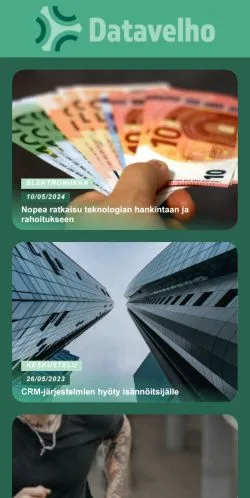 Preview of the Datavelho website, a media outlet in Finland for sponsored articles