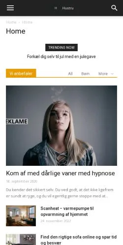 Aperçu du site Hustru.dk, média de Danemark pour articles sponsorisés