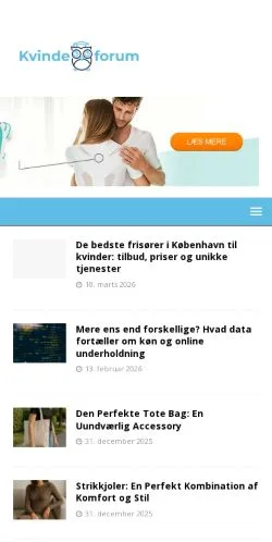 Forhåndsvisning av nettstedet Kvindeforum, medium fra Danmark for sponsede artikler