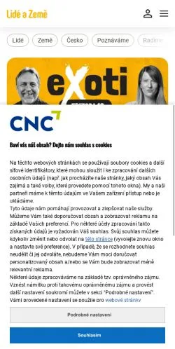 Anteprima del sito Lidé a Země, media di Cechia per articoli sponsorizzati
