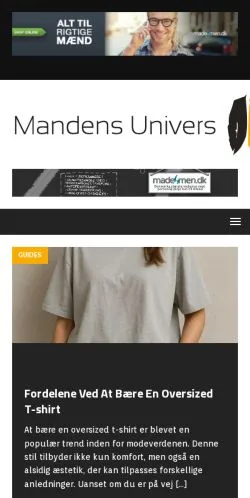 Podgląd witryny Mandens Univers, medium z kraju Dania do artykułów sponsorowanych