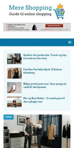 Aperçu du site Mere Shopping, média de Danemark pour articles sponsorisés