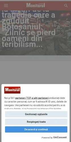 Sponsorlu makaleler için Romanya medyası Monitorul De Botoșani sitesinin önizlemesi