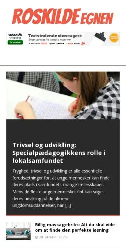 Podgląd witryny Roskildeegnen.dk, medium z kraju Dania do artykułów sponsorowanych