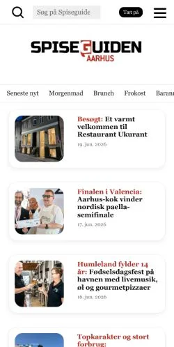 Voorbeeld van de site Spiseguiden Aarhus, medium uit Denemarken voor gesponsorde artikelen