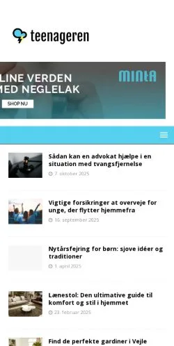 Podgląd witryny Teenageren, medium z kraju Dania do artykułów sponsorowanych