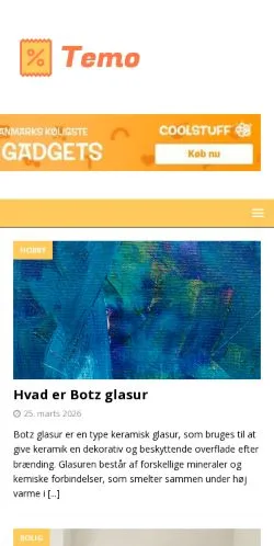 Forhåndsvisning av nettstedet Temo, medium fra Danmark for sponsede artikler