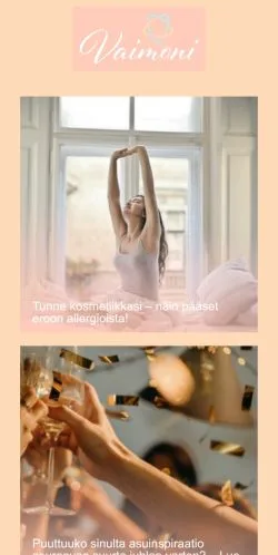 Förhandsvisning av webbplatsen Vaimoni, medium i Finland för sponsrade artiklar