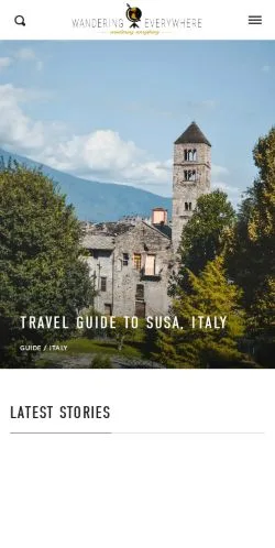 Anteprima del sito Wandering Everywhere, media di Stati Uniti per articoli sponsorizzati