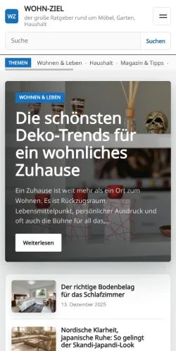 스폰서 기사용 독일 매체 Wohn Ziel Lieblingsmöbel 사이트 미리보기