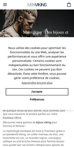 Anteprima del sito Menviking, media di Francia per articoli sponsorizzati