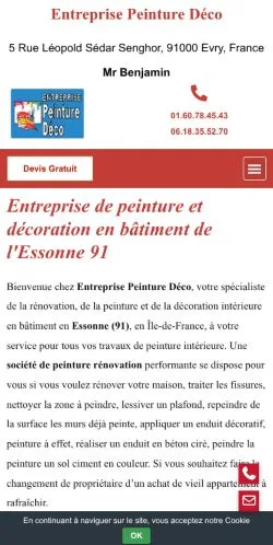 Anteprima del sito Entreprise Peinture Déco, media di Francia per articoli sponsorizzati