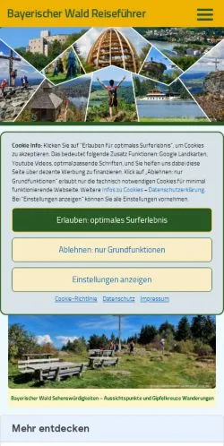 Anteprima del sito Sehenswerter Bayerischer Wald, media di Germania per articoli sponsorizzati
