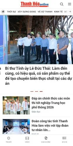 スポンサード記事向けのベトナムメディア、Báo Thanh Hóaのサイトプレビュー
