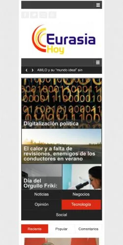 스폰서 기사용 미국 매체 Eurasia Hoy Noticias de Eurasia 사이트 미리보기